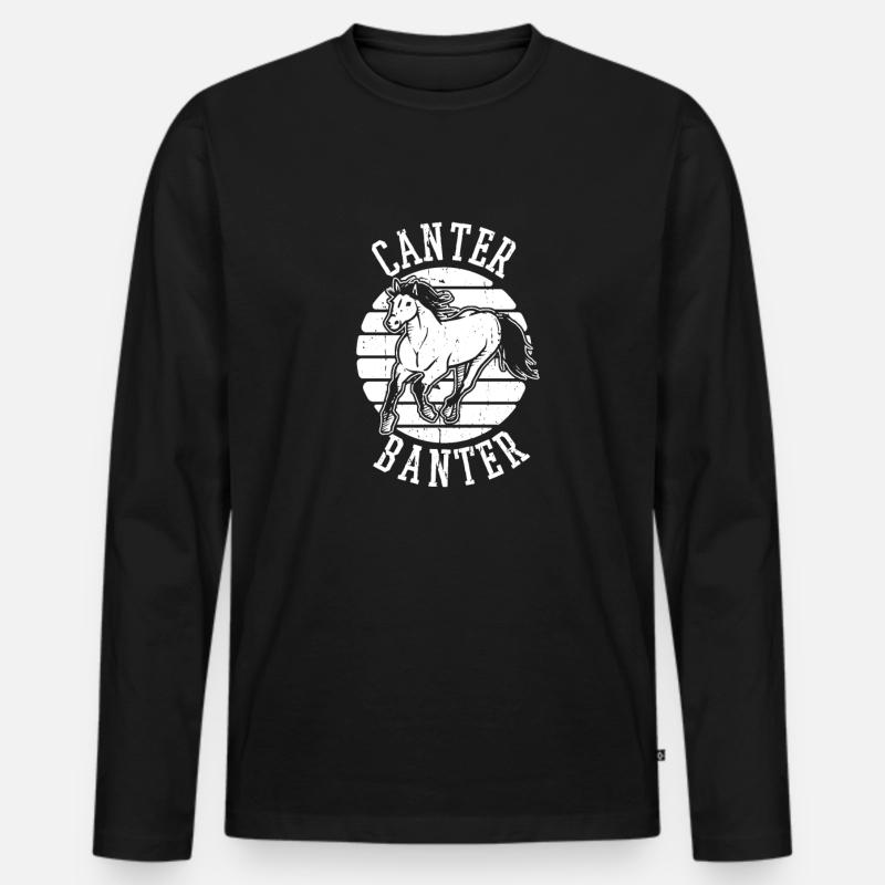 Pferd Reitsport - Männer Premium Bio Langarmshirt - Schwarz