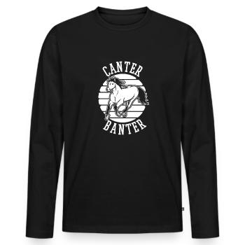 Pferd Reitsport - Männer Premium Bio Langarmshirt - Schwarz - Vorne - Nico (187cm)