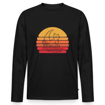 Mond Cottagecore Katze Moon Cat - Men's Premium Organic Long Sleeve Shirt - black - Front - Nico (187cm)