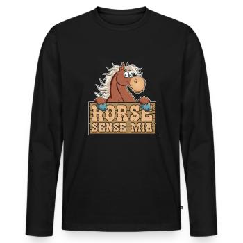 Pferd Reitsport - Männer Premium Bio Langarmshirt - Schwarz - Vorne - Nico (187cm)