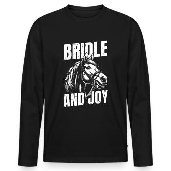 Sports équestres équestres à cheval - T-shirt manches longues Premium bio Homme - noir - Devant - Nico (187cm)