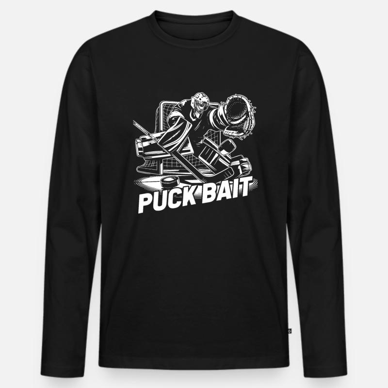 Eishockey Torwart - Männer Premium Bio Langarmshirt - Schwarz
