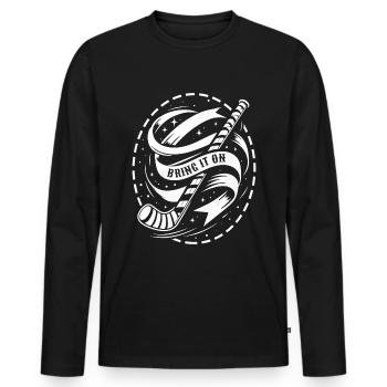 Ice Hockey Goalkeeper Hockey Stick - Men's Premium Organic Long Sleeve Shirt - black - Front - Nico (187cm)