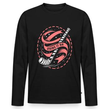 Ice Hockey Goalkeeper Hockey Stick - Men's Premium Organic Long Sleeve Shirt - black - Front - Nico (187cm)