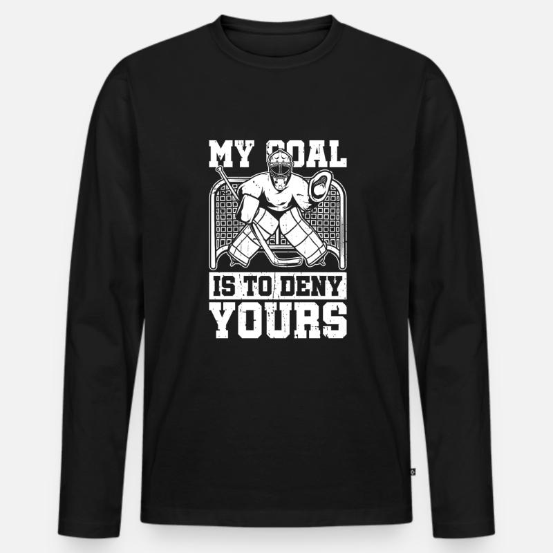 Eishockey Torwart - Männer Premium Bio Langarmshirt - Schwarz
