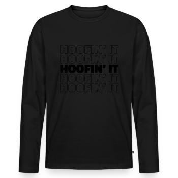 Horse Equestrian Hoofing It - Men's Premium Organic Long Sleeve Shirt - black - Front - Nico (187cm)