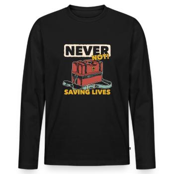 Rettungsdienst Sanitäter Rettungssanitäter - Männer Premium Bio Langarmshirt - Schwarz - Vorne - Nico (187cm)