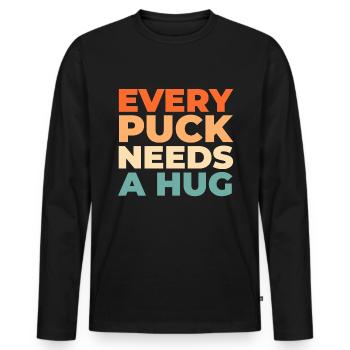 Ice Hockey Goalkeeper Goalkeeper Puck - Men's Premium Organic Long Sleeve Shirt - black - Front - Nico (187cm)