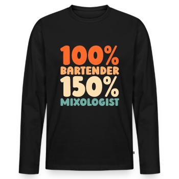 Barman Barman - T-shirt manches longues Premium bio Homme - noir - Devant - Nico (187cm)