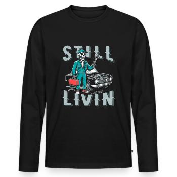 Car Mechanic - Men's Premium Organic Long Sleeve Shirt - black - Front - Nico (187cm)