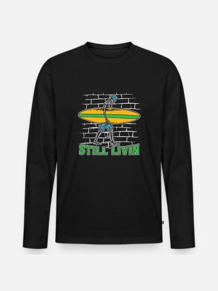 Surfer Surfen - Männer Premium Bio Langarmshirt - Schwarz