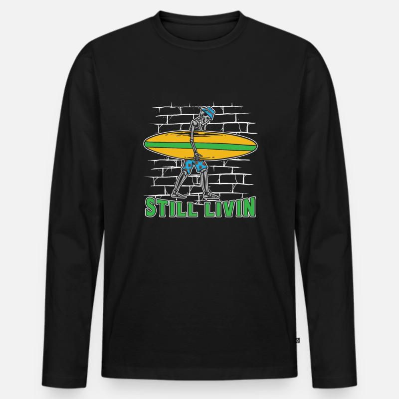 Surfer Surfen - Männer Premium Bio Langarmshirt - Schwarz