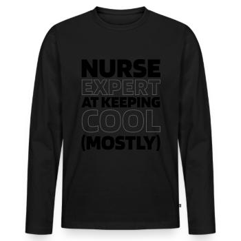 Infirmier - T-shirt manches longues Premium bio Homme - noir - Devant - Nico (187cm)