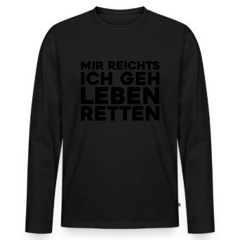 Rettungsdienst Sanitäter Rettungssanitäter - Männer Premium Bio Langarmshirt - Schwarz - Vorne - Nico (187cm)