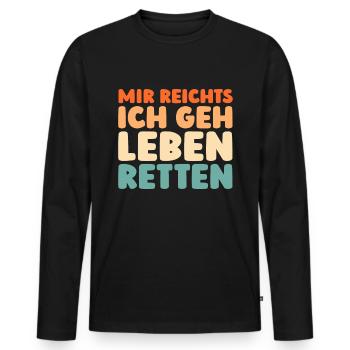 Rettungsdienst Sanitäter Rettungssanitäter - Männer Premium Bio Langarmshirt - Schwarz - Vorne - Nico (187cm)