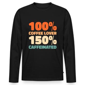 Coffee Cafe - Men's Premium Organic Long Sleeve Shirt - black - Front - Nico (187cm)