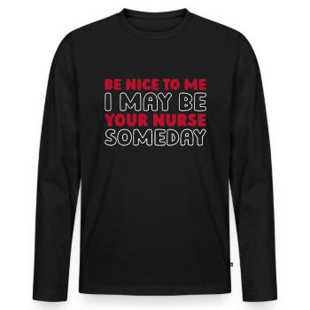 Infirmier - T-shirt manches longues Premium bio Homme - noir - Devant - Nico (187cm)