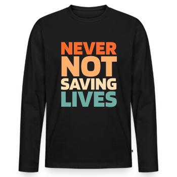 Rettungsdienst Sanitäter Rettungssanitäter - Männer Premium Bio Langarmshirt - Schwarz - Vorne - Nico (187cm)