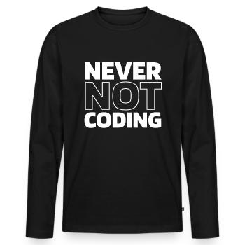 Développeur Codeur Programmeur - T-shirt manches longues Premium bio Homme - noir - Devant - Nico (187cm)