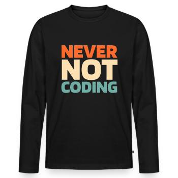 Développeur Codeur Programmeur - T-shirt manches longues Premium bio Homme - noir - Devant - Nico (187cm)