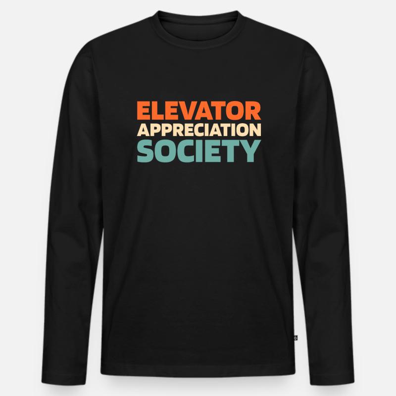 Fahrstuhl Aufzug - Männer Premium Bio Langarmshirt - Schwarz