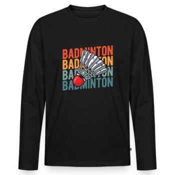Badminton Federball - Männer Premium Bio Langarmshirt - Schwarz - Vorne - Nico (187cm)