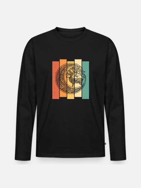 Deer Tribe Moon Phases - Men's Premium Organic Long Sleeve Shirt - black