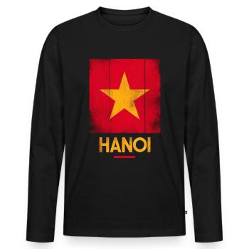 Hanoi Vietnam - Men's Premium Organic Long Sleeve Shirt - black - Front - Nico (187cm)