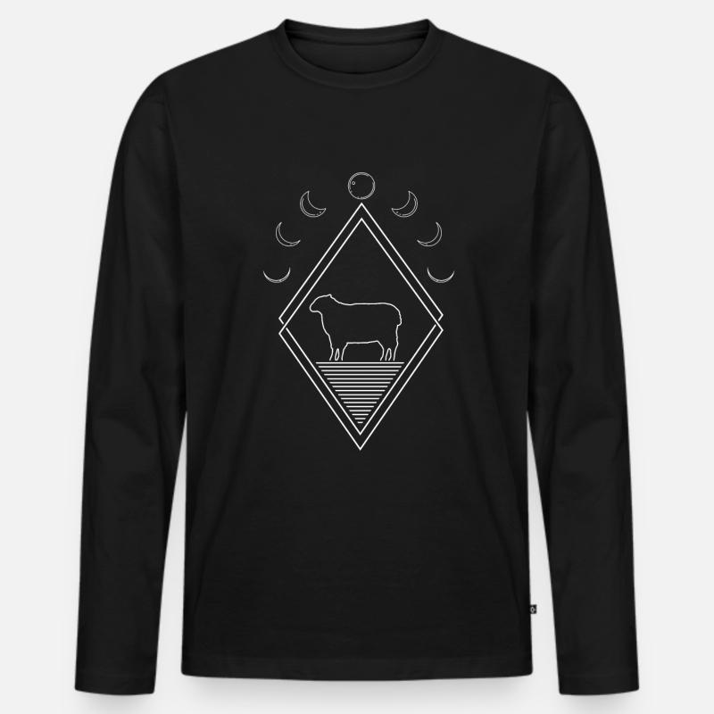Schaf Moon Phases - Männer Premium Bio Langarmshirt - Schwarz