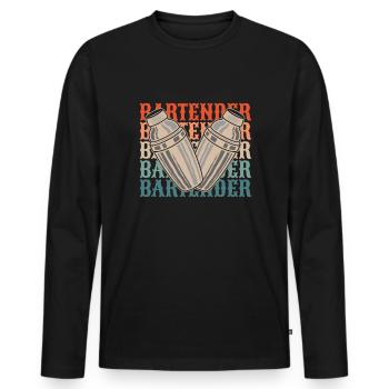 Barman Barman - T-shirt manches longues Premium bio Homme - noir - Devant - Nico (187cm)