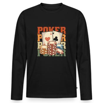 Poker - Männer Premium Bio Langarmshirt - Schwarz - Vorne - Nico (187cm)