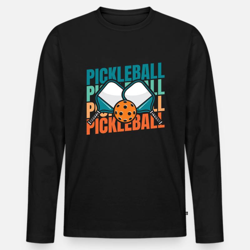 Pickleball - Männer Premium Bio Langarmshirt - Schwarz