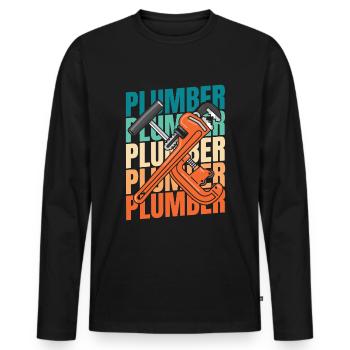 Plumber Plumber - Men's Premium Organic Long Sleeve Shirt - black - Front - Nico (187cm)
