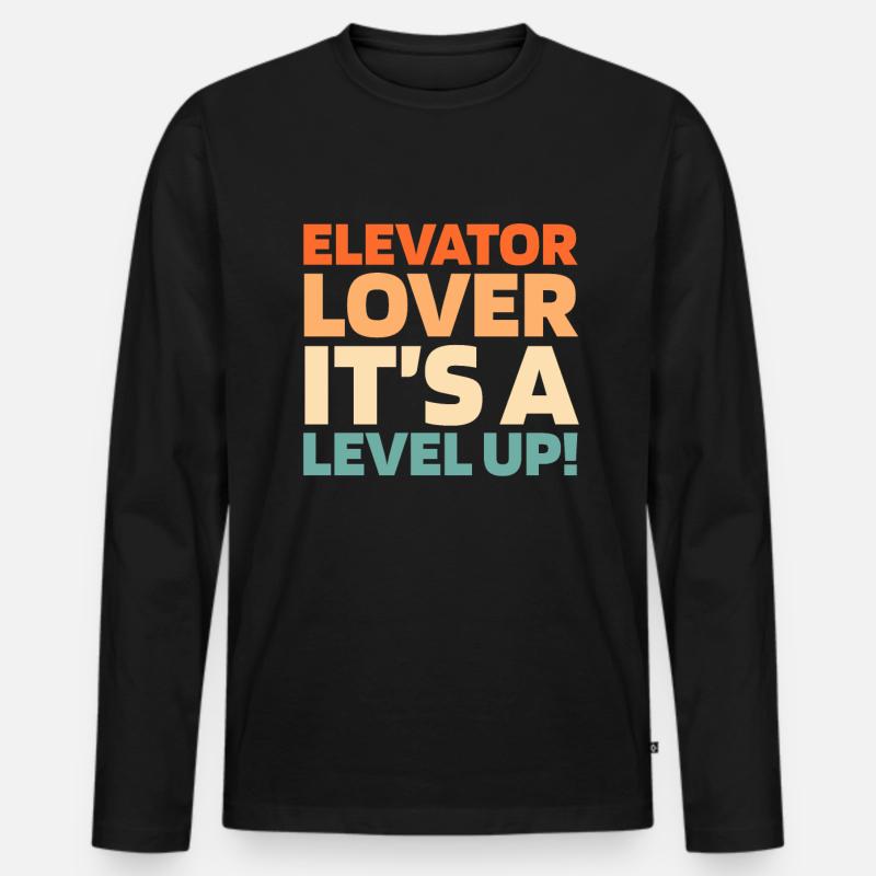 Fahrstuhl Aufzug - Männer Premium Bio Langarmshirt - Schwarz