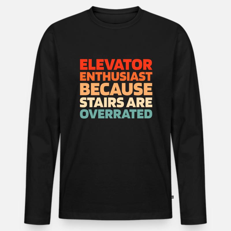 Fahrstuhl Aufzug - Männer Premium Bio Langarmshirt - Schwarz