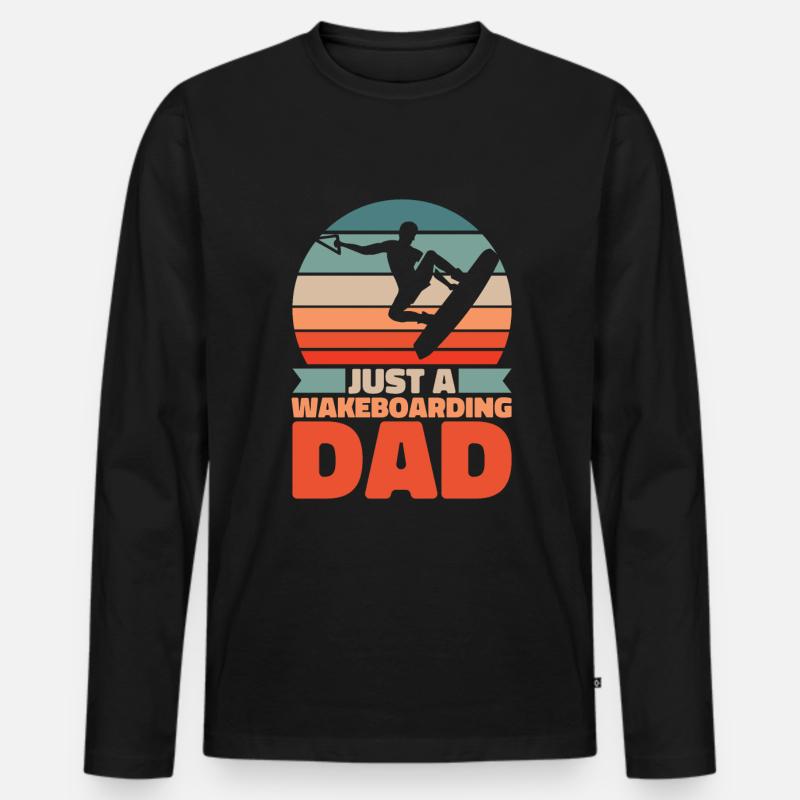 Wakeboard Wakeboarder Vater - Männer Premium Bio Langarmshirt - Schwarz