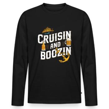 Croisière - T-shirt manches longues Premium bio Homme - noir - Devant - Nico (187cm)