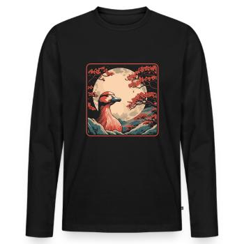 Ente Japan Cherry Blossom Moon - Männer Premium Bio Langarmshirt - Schwarz - Vorne - Nico (187cm)