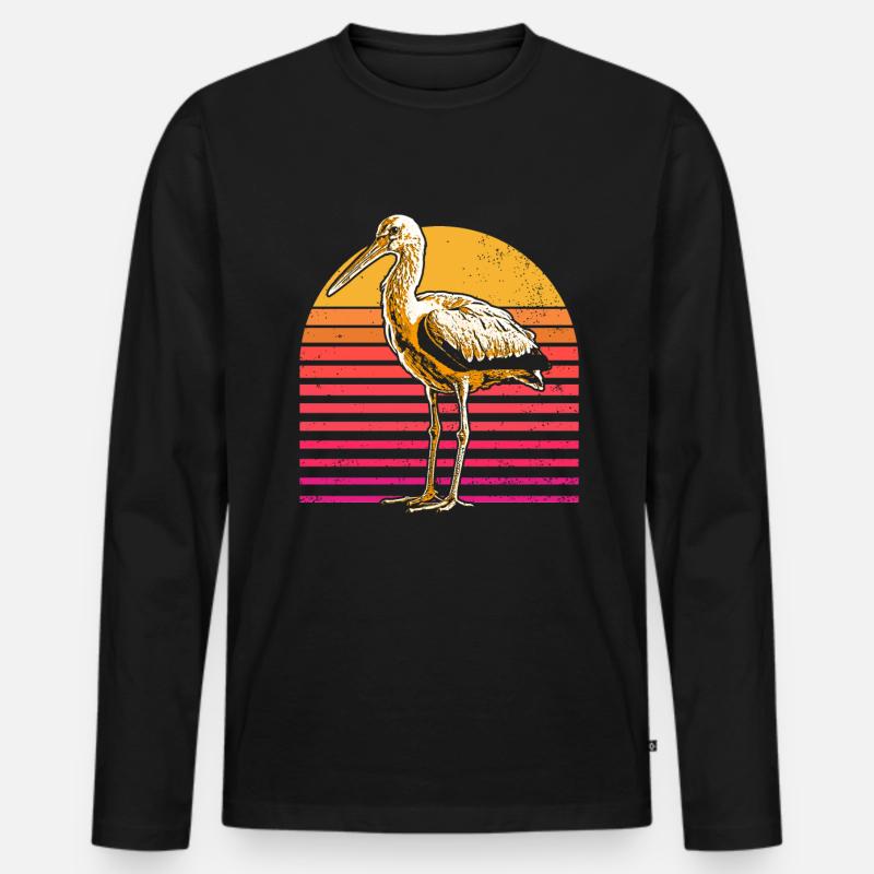 Storch - Männer Premium Bio Langarmshirt - Schwarz