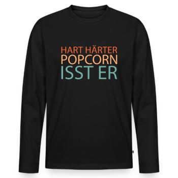 Popcorn - Männer Premium Bio Langarmshirt - Schwarz - Vorne - Nico (187cm)