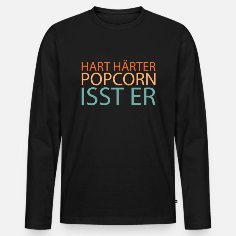 Popcorn - Männer Premium Bio Langarmshirt - Schwarz