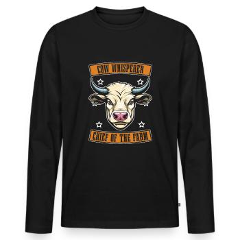 Éleveur de vaches, éleveur laitier, chef d’exploitation - T-shirt manches longues Premium bio Homme - noir - Devant - Nico (187cm)