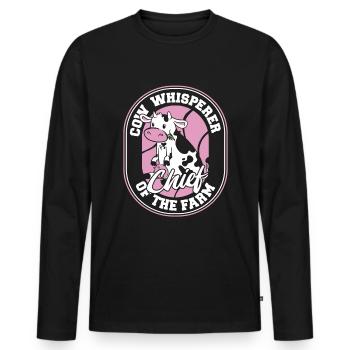 Éleveur de vaches, éleveur laitier, chef d’exploitation - T-shirt manches longues Premium bio Homme - noir - Devant - Nico (187cm)