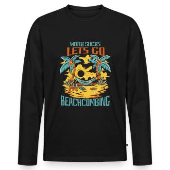 Beach combing - Men's Premium Organic Long Sleeve Shirt - black - Front - Nico (187cm)