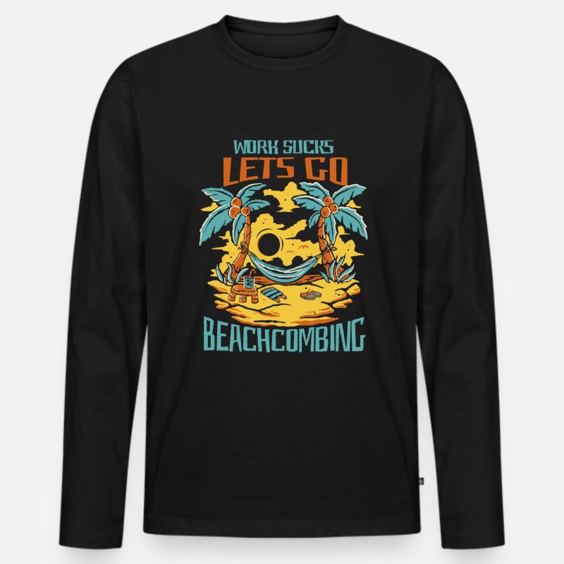 Strandkämmen - Männer Premium Bio Langarmshirt - Schwarz