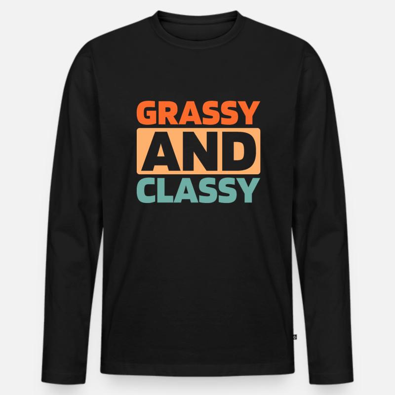 Rasenmäher Mähen - Männer Premium Bio Langarmshirt - Schwarz