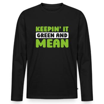 Lawn mower mowing - Men's Premium Organic Long Sleeve Shirt - black - Front - Nico (187cm)