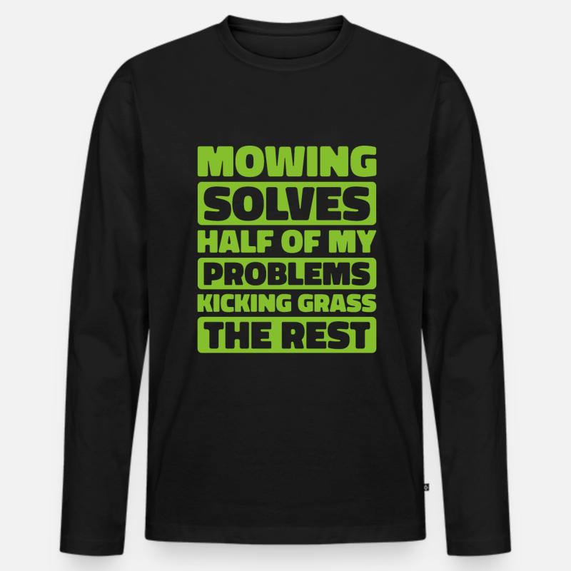 Rasenmäher Mähen - Männer Premium Bio Langarmshirt - Schwarz