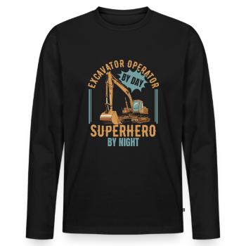 Excavator Operator - Men's Premium Organic Long Sleeve Shirt - black - Front - Nico (187cm)