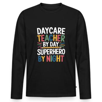 Institutrice de maternelle, assistante maternelle, assistante maternelle - T-shirt manches longues Premium bio Homme - noir - Devant - Nico (187cm)